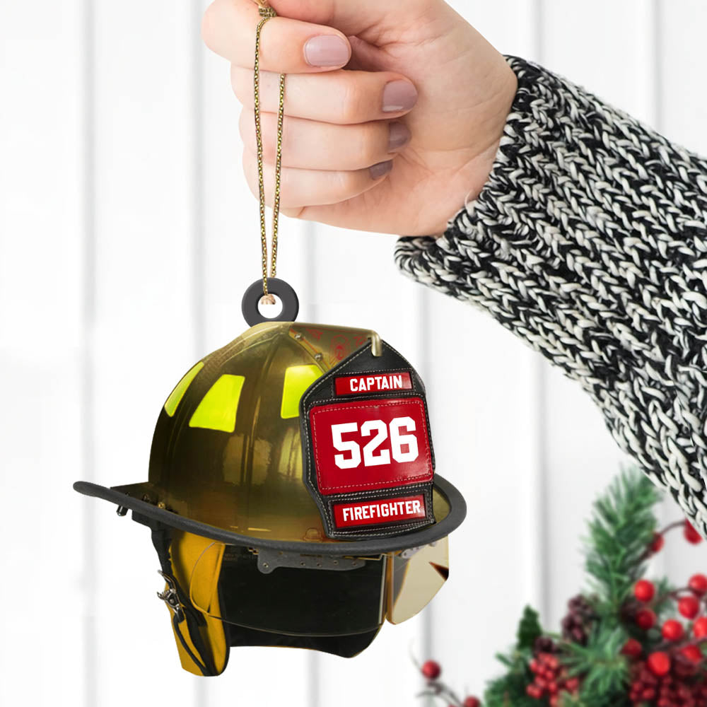 Firefighter's Helmet Personalized Acrylic Ornament, Made By Acrylic And The 2 Sides Are The Same