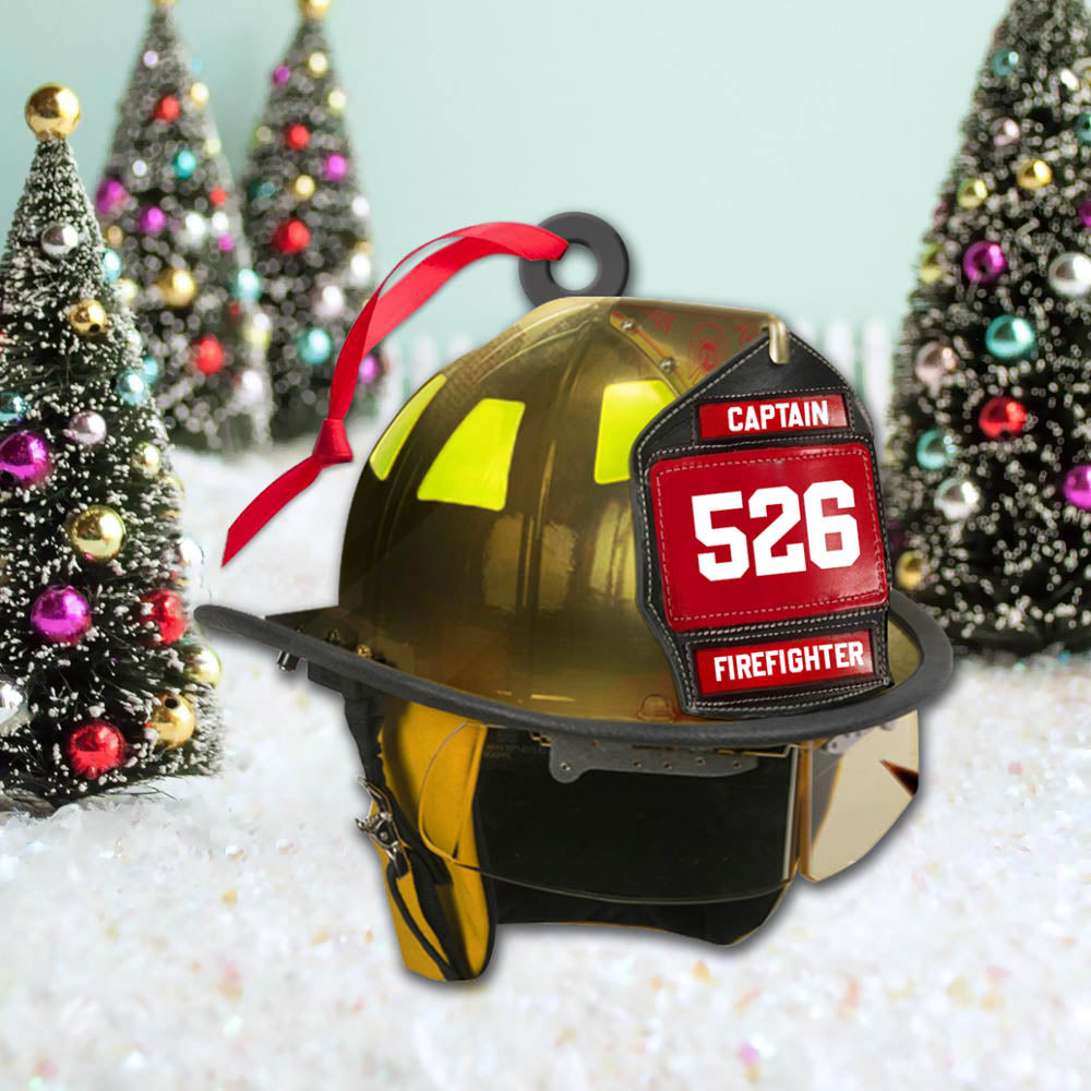 Firefighter's Helmet Personalized Acrylic Ornament, Made By Acrylic And The 2 Sides Are The Same
