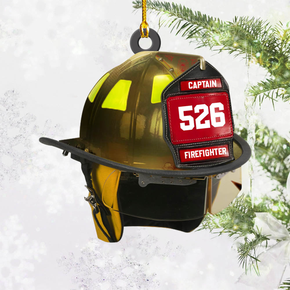 Firefighter's Helmet Personalized Acrylic Ornament, Made By Acrylic And The 2 Sides Are The Same