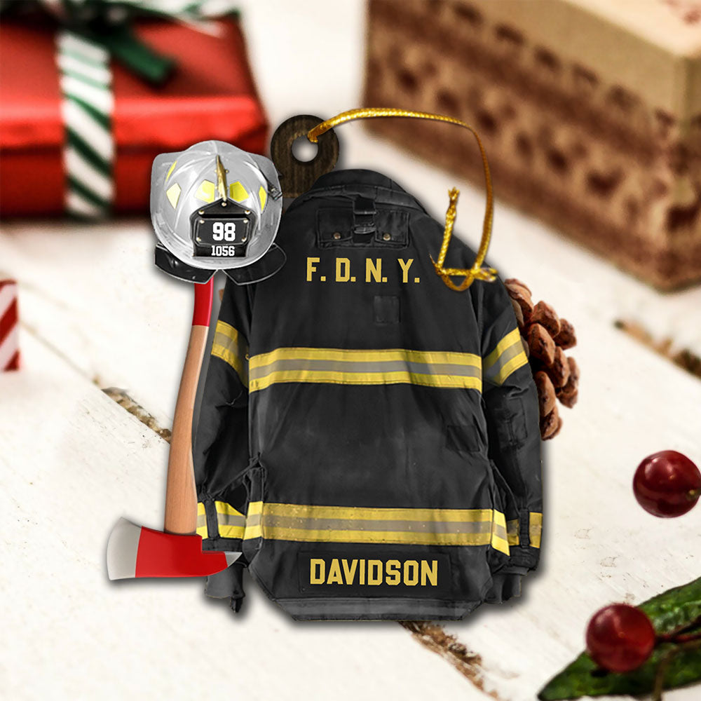 Firefighter Black Armor Custom Shaped Acrylic Ornament Two Sides Print, Made By Acrylic And The 2 Sides Are The Same