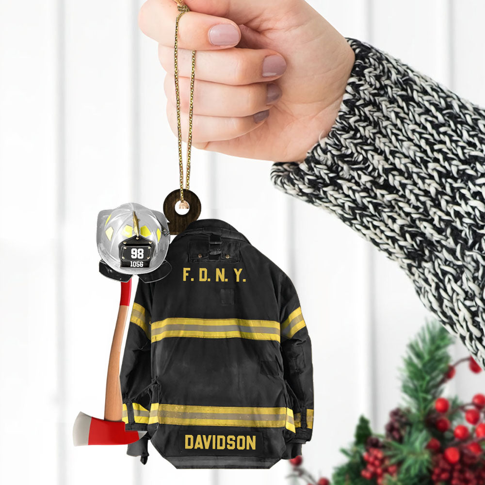 Firefighter Black Armor Custom Shaped Acrylic Ornament Two Sides Print, Made By Acrylic And The 2 Sides Are The Same