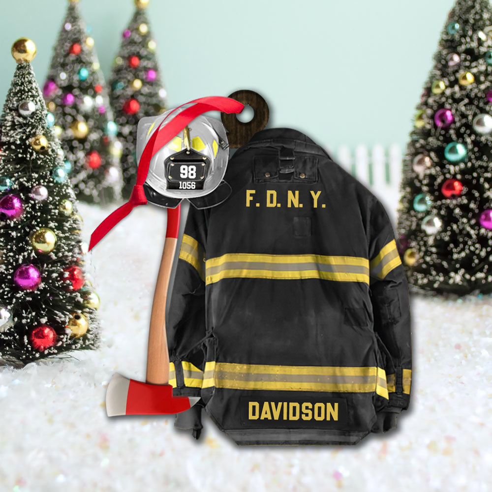 Firefighter Black Armor Custom Shaped Acrylic Ornament Two Sides Print, Made By Acrylic And The 2 Sides Are The Same