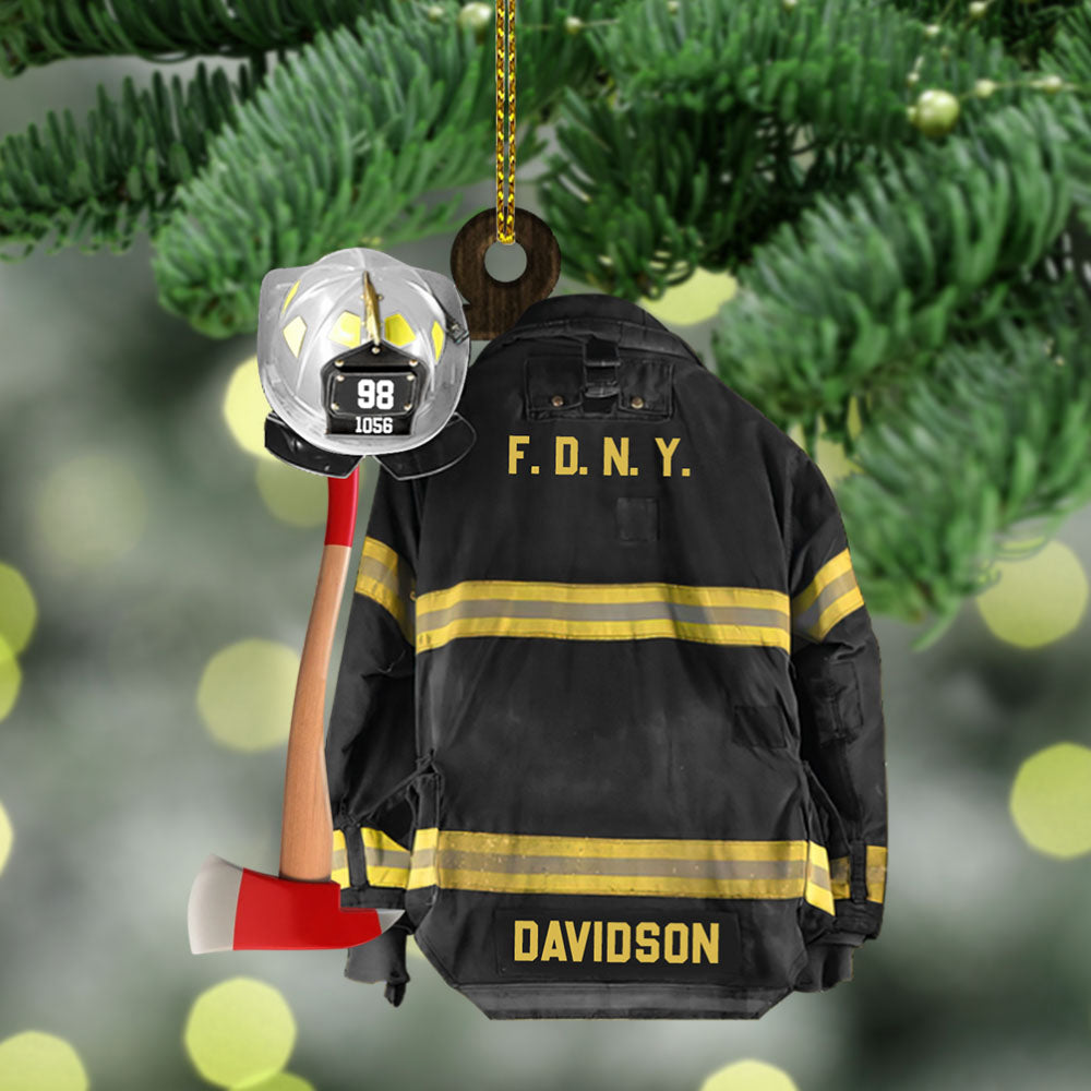 Firefighter Black Armor Custom Shaped Acrylic Ornament Two Sides Print, Made By Acrylic And The 2 Sides Are The Same