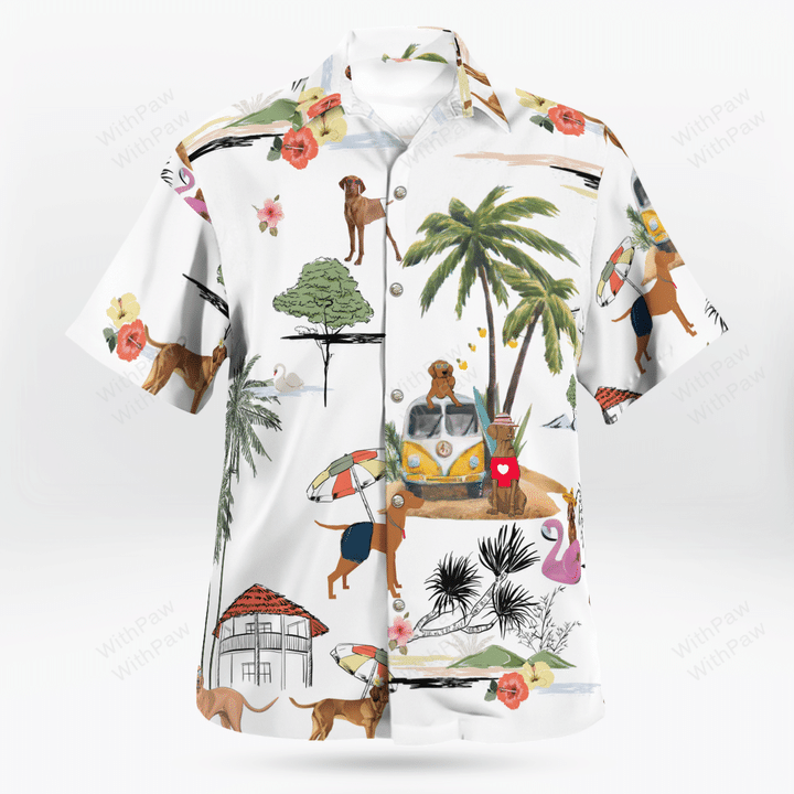 Vizsla On The Beach Unisex Hawaiian Shirt, Summer gift, Hawaiian Shirts for Men, Aloha Beach Shirt