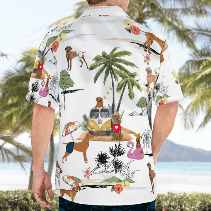 Vizsla On The Beach Unisex Hawaiian Shirt, Summer gift, Hawaiian Shirts for Men, Aloha Beach Shirt