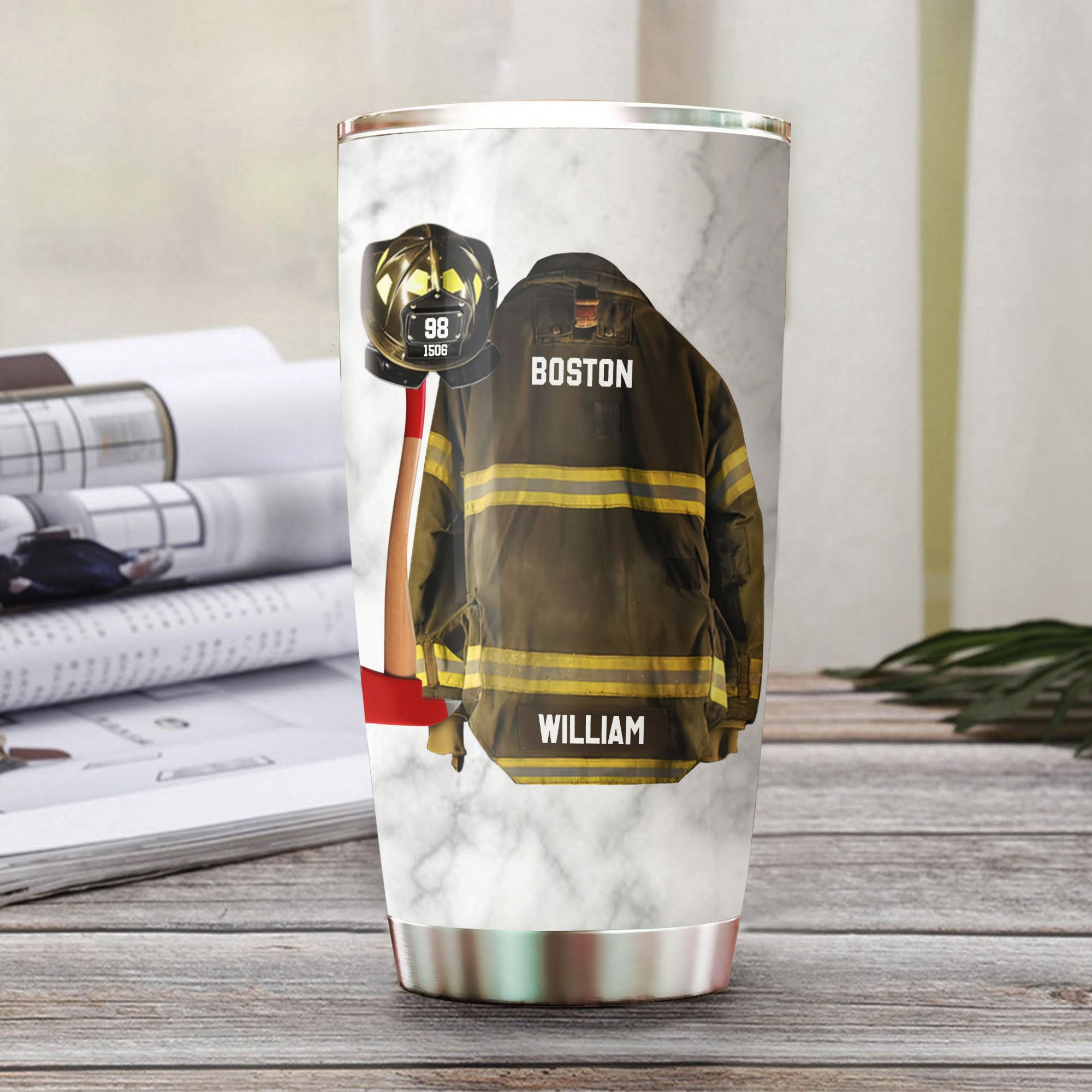 Firefighter Armor, Personalized Tumbler, Custom Clothes And Helmet
