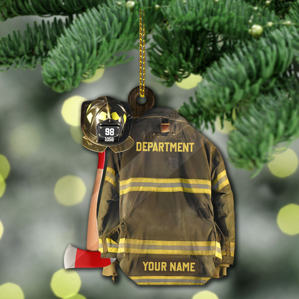 Firefighter Armor Custom Shaped Acrylic Ornament Two Sides Print, Made By Acrylic And The 2 Sides Are The Same