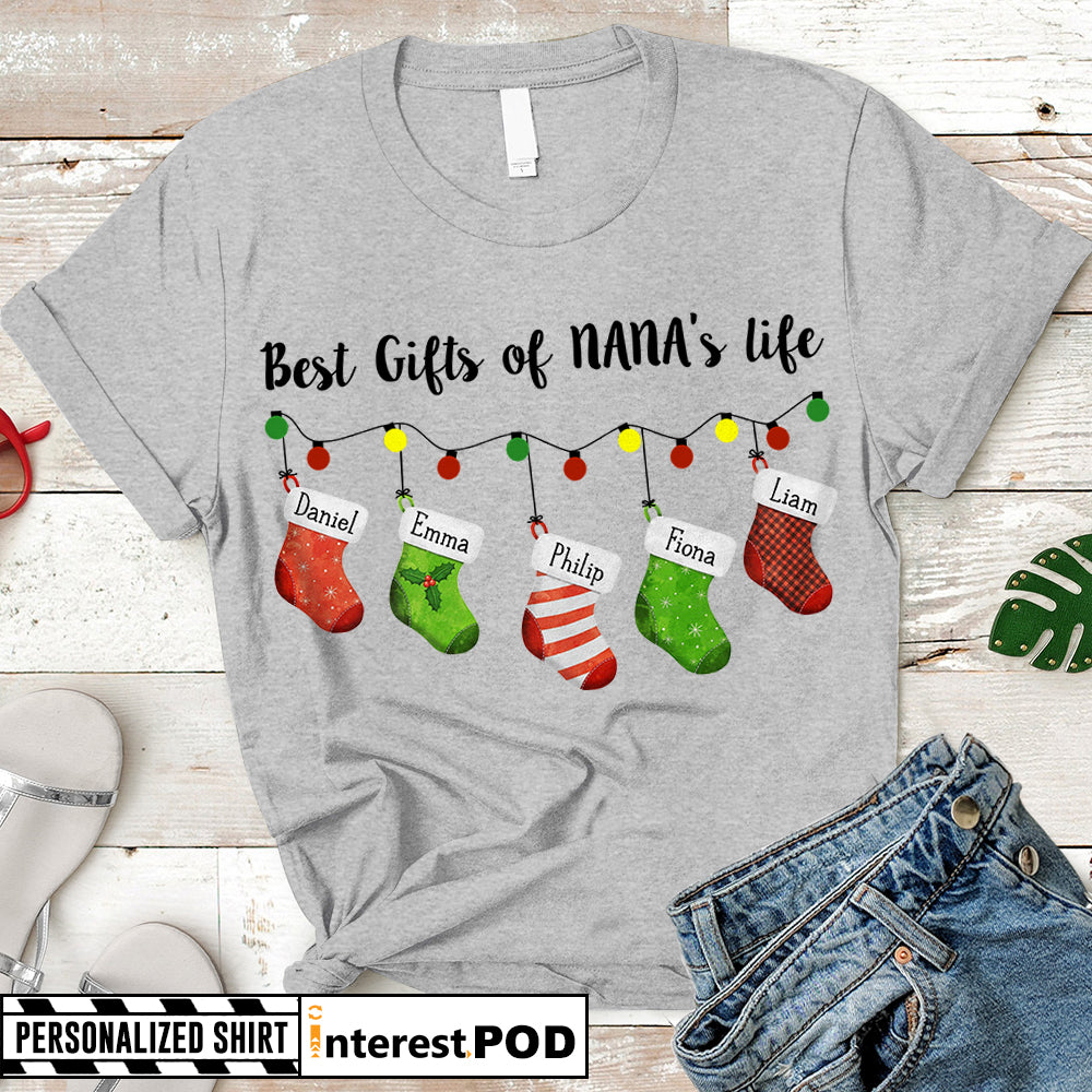 Personalized Xmas Shirt For Nana, Gigi, Grandma, Mimi, Best Gifts Of Nana's Life, Nickname & Grandkid's Names Can Be Changed