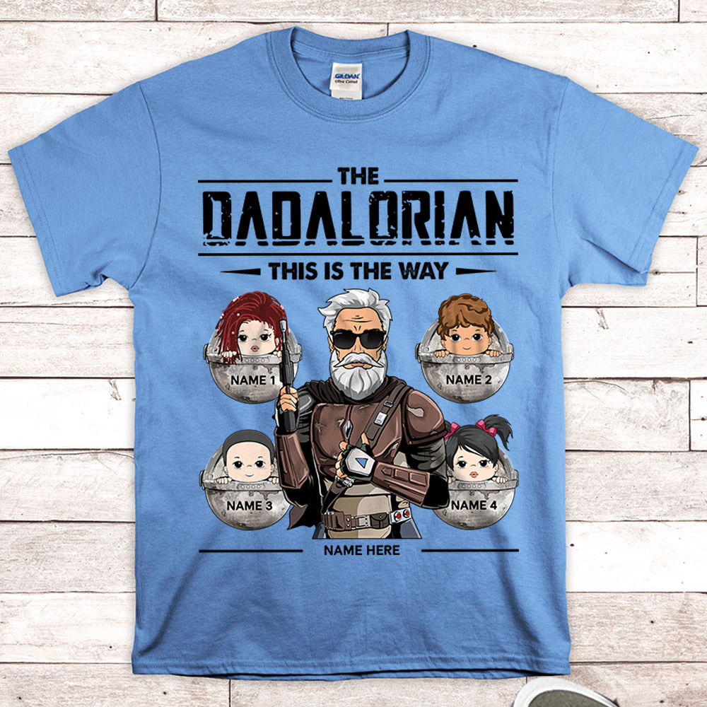 Dadalorian Personalized Shirt For Dad, Daddy Shirt, Name, Character & Kid's Name Can Be Changed