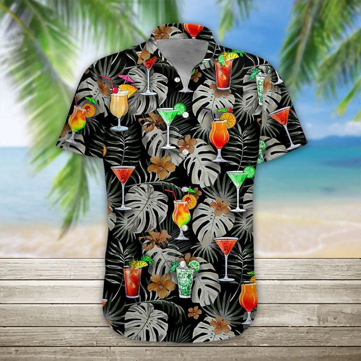 3D Cocktail Hawaiian Shirt, Men's Hawaiian Aloha Beach Shirt