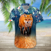 3D Fox Hawaii Shirt, Hawaiian Shirts for Men Print Button Down Shirt