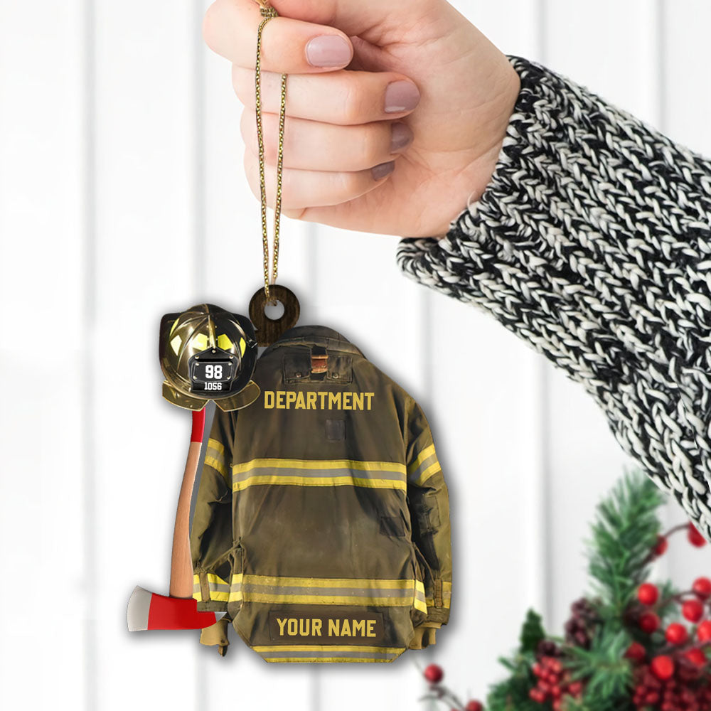 Firefighter Armor Custom Shaped Acrylic Ornament Two Sides Print, Made By Acrylic And The 2 Sides Are The Same