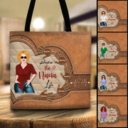 Rockin' The Nana Life Printed Leather Pattern Personalized Tote Bag For Grandma