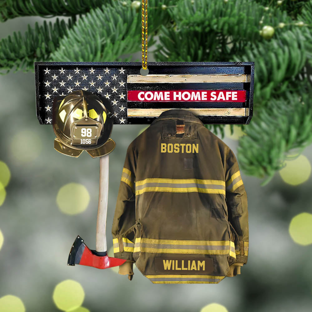 Come Home Safe, Firefighter Armor Custom Cut Shaped Acrylic Ornament Two Sides Print, Made By Acrylic And The 2 Sides Are The Same