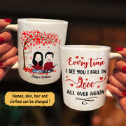 Personalized Mug For Couples, Every Time I See You I Fall In Love All Over Again , Names & Characters Can Be Changed