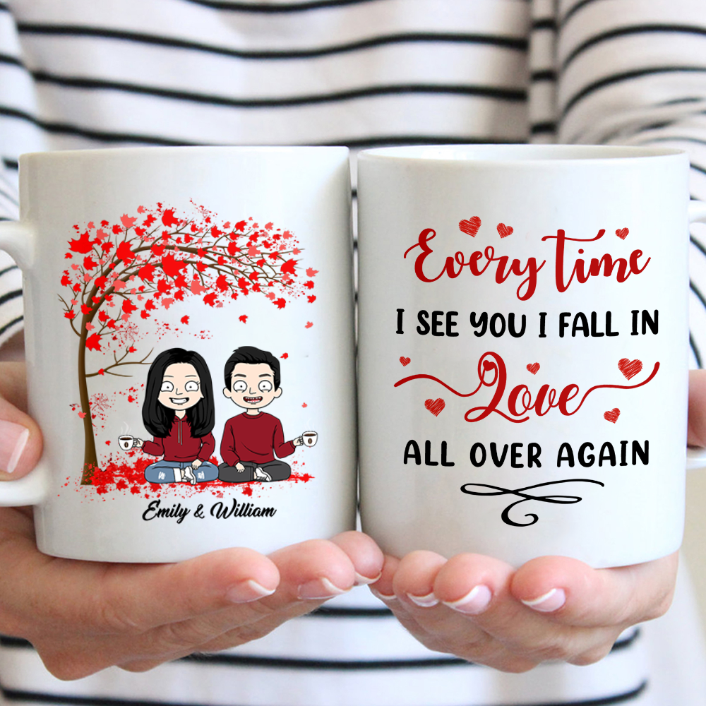 Personalized Mug For Couples, Every Time I See You I Fall In Love All Over Again , Names & Characters Can Be Changed