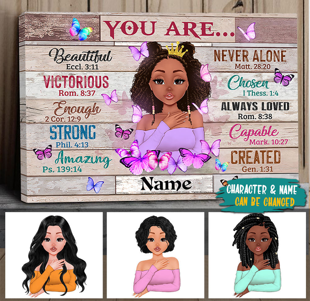 You Are Beautiful Eccl. 3:11, Personalized Poster & Canvas For Black Girl, Girl Room Decor, Name & Character Can Be Changed