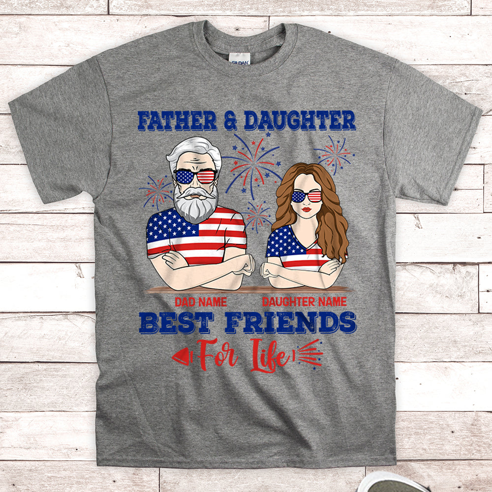 Father & Daughter Best Friends For Life, Funny Personalized T-Shirt For Dad And Daughter, Nickname, Name And Character Can Be Changed