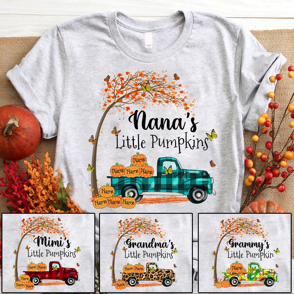 Nana's Little Pumpkins Truck Autumn Personalized Shirts Vr2