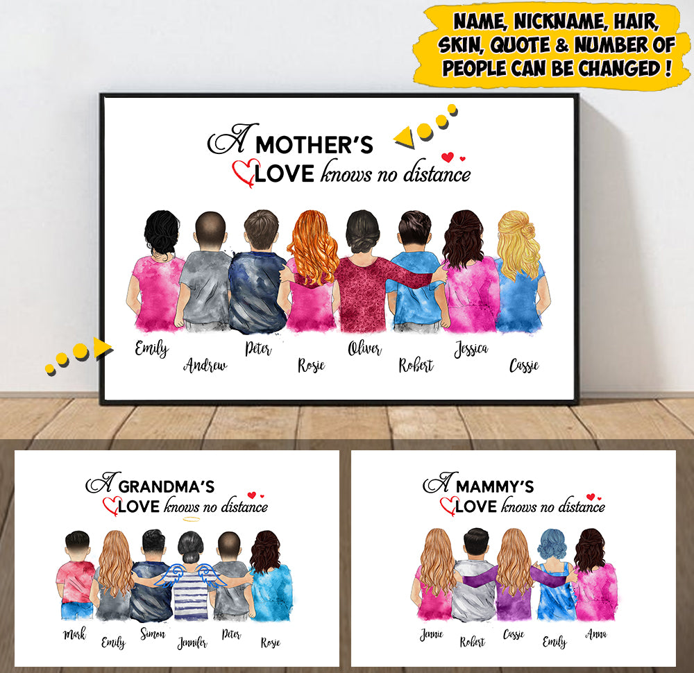 Custom Grandma's Hug, Mother's Hug Mom/Daughters/Sons, Sisters/Brothers Poster Canvas, A Grandma's Love Knows No Distance Poster Canvas, Perfect Gift For Mother's Day