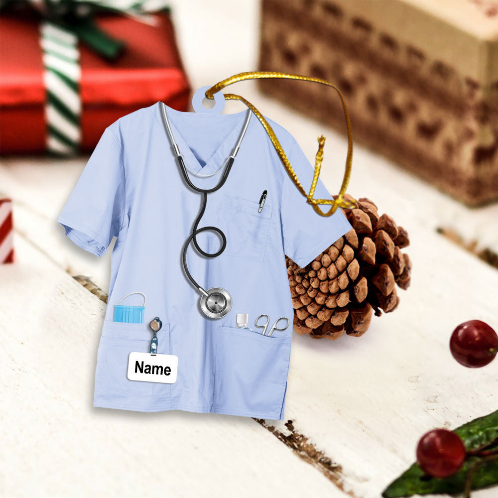 Nurse Uniform Custom Shaped Acrylic Ornament Two Sides Print, Christmas Gift, Name & Uniform Color Can Be Changed, Made By Acrylic And The 2 Sides Are The Same