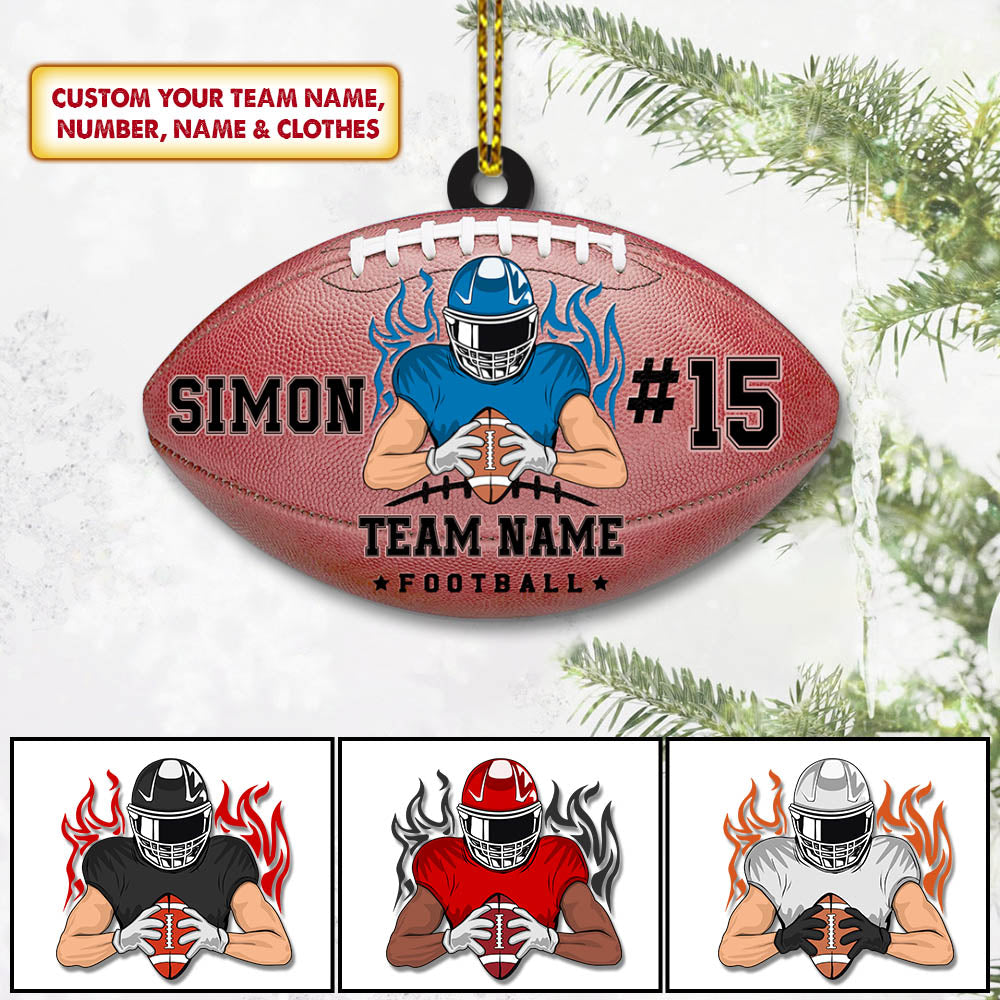 Personalized Football Acrylic Ornament 2 Sides Print, Made By Acrylic And The 2 Sides Are The Same