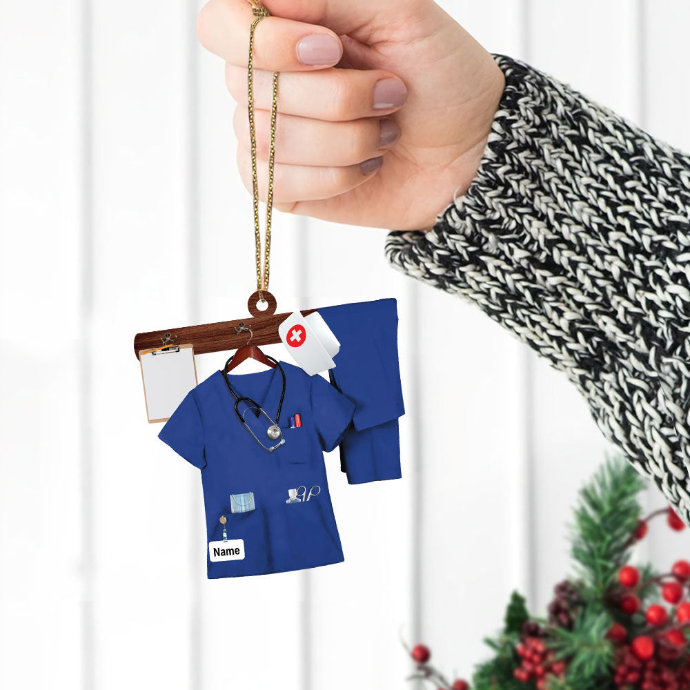 Nurse Uniform Custom Shaped Acrylic Ornament Two Sides Print, Name & Uniform Color Can Be Changed, Made By Acrylic And The 2 Sides Are The Same