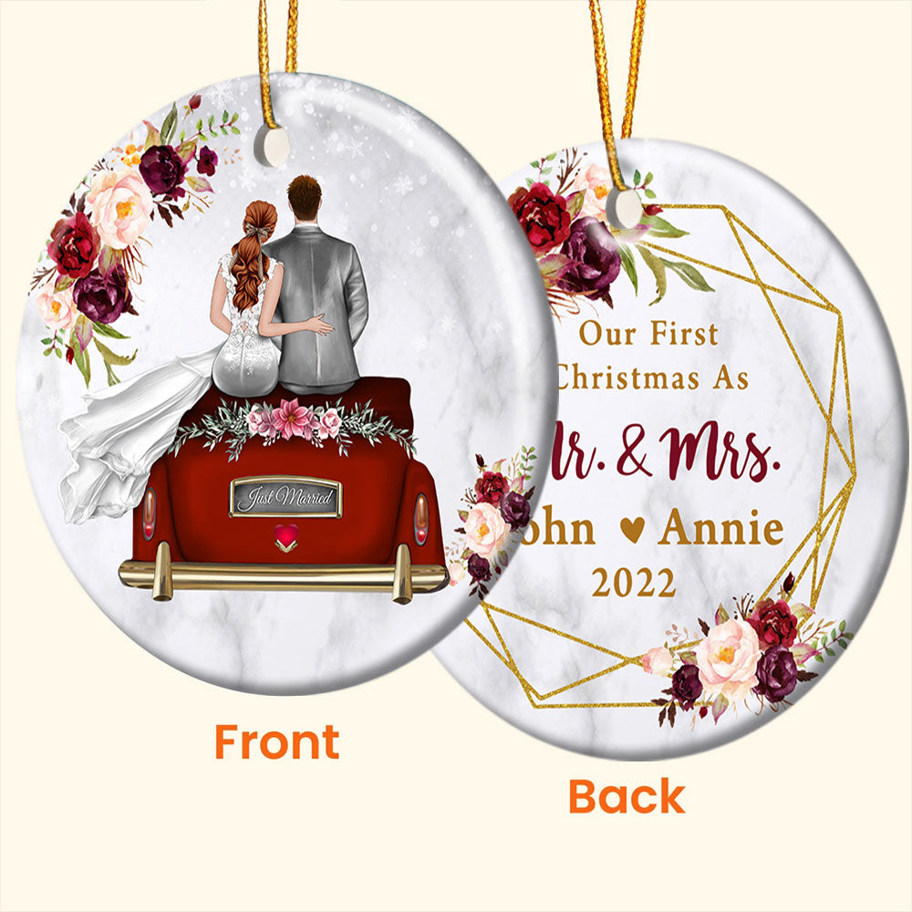 Custom Our First Christmas As Mr. & Mrs. Ornament, Christmas Gift, Anniversary Gift, Wedding Gift, Last Name, Date & Character Can Be Change