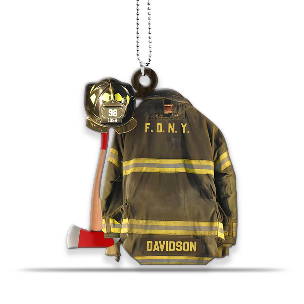 Firefighter Armor Custom Shaped Acrylic Car Ornament, Made By Acrylic And The 2 Sides Are The Same