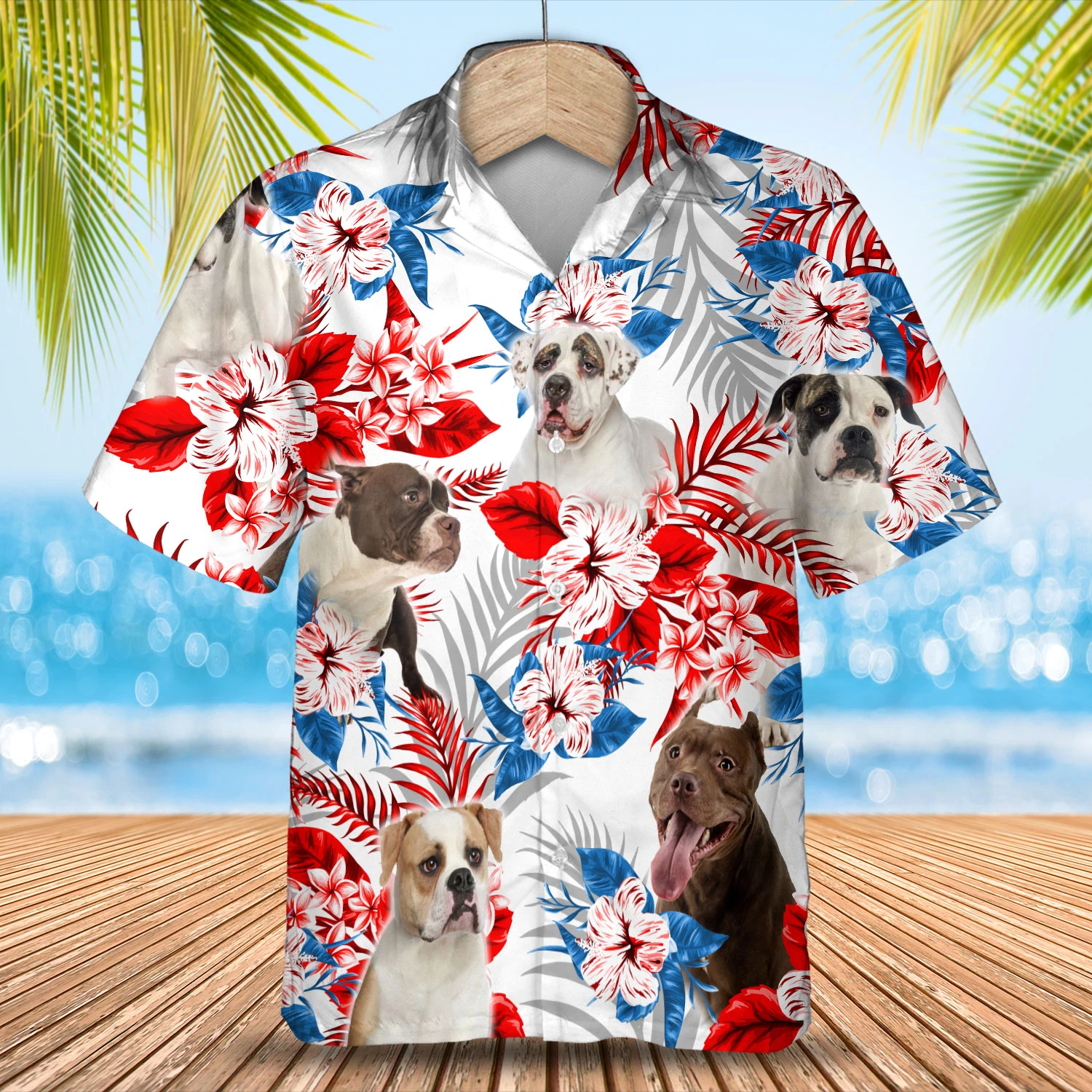American Bulldog Hawaiian Shirt, Summer aloha shirt, Men Hawaiian shirt, Women Hawaiian shirt
