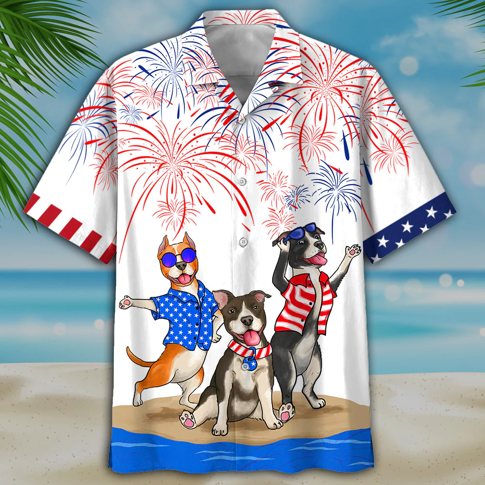 American Staffordshire Terrier Shirts - Independence Day Is Coming, Men's USA Patriotic Hawaiian Shirt