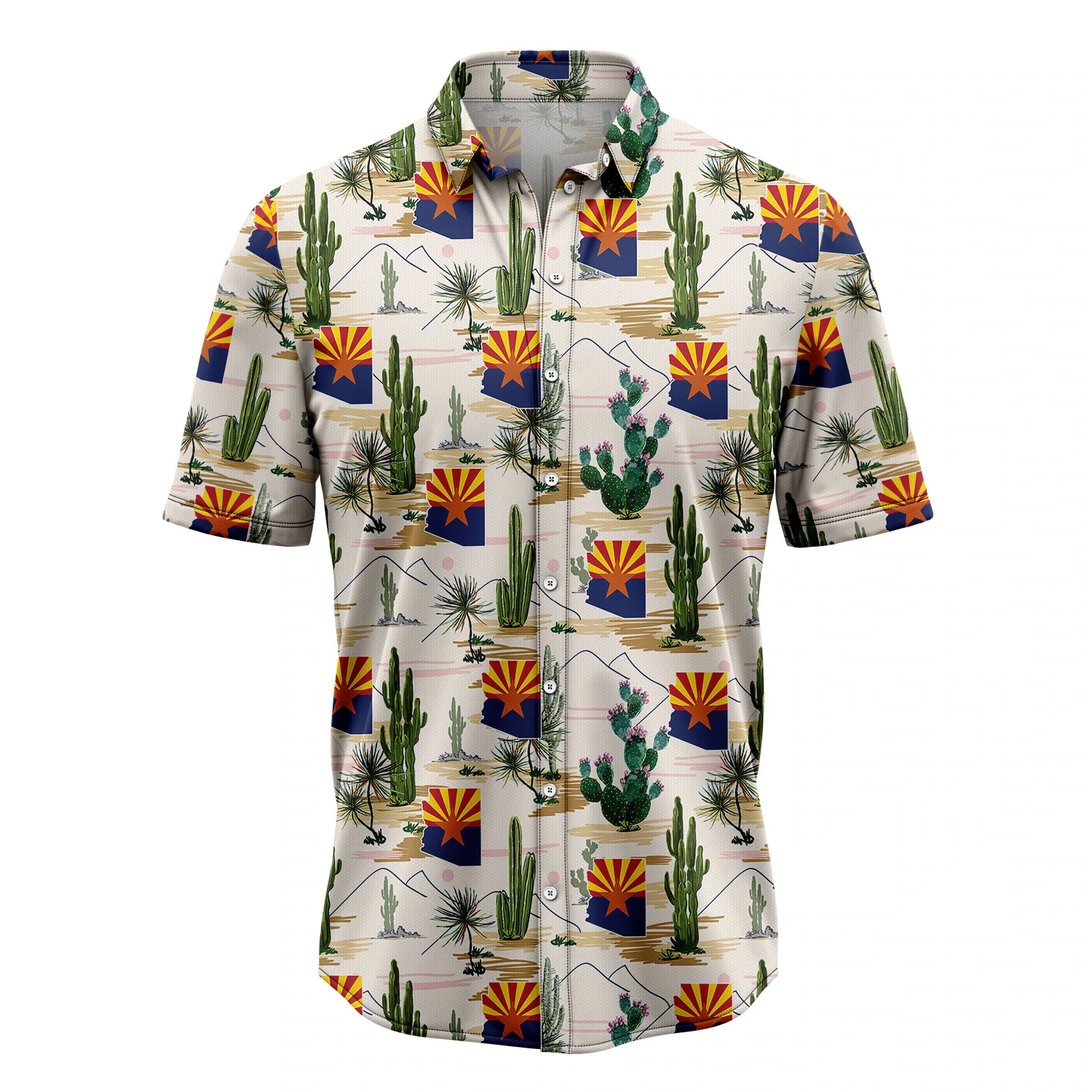 Arizona Cactus Hawaiian Shirt, Summer Hawaiian Shirts for Men, Aloha Beach Shirt