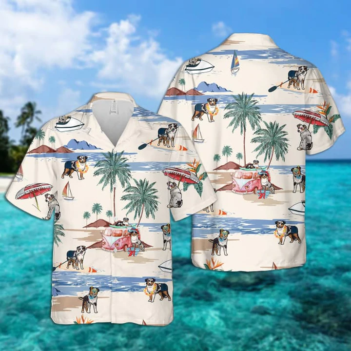 Australian Shepherd Summer Beach Hawaiian Shirt, Hawaiian Shirts for Men, Hawaiian Shirts for Men, Aloha Beach Shirt