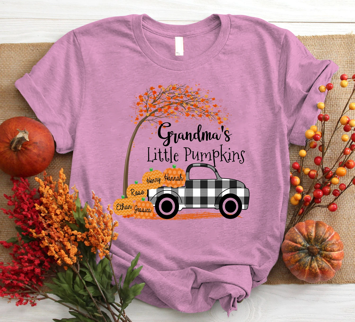 Personalized Grandma's Little Pumpkins Autumn Shirt Nickname & Grandkid's Name Can Be Changed
