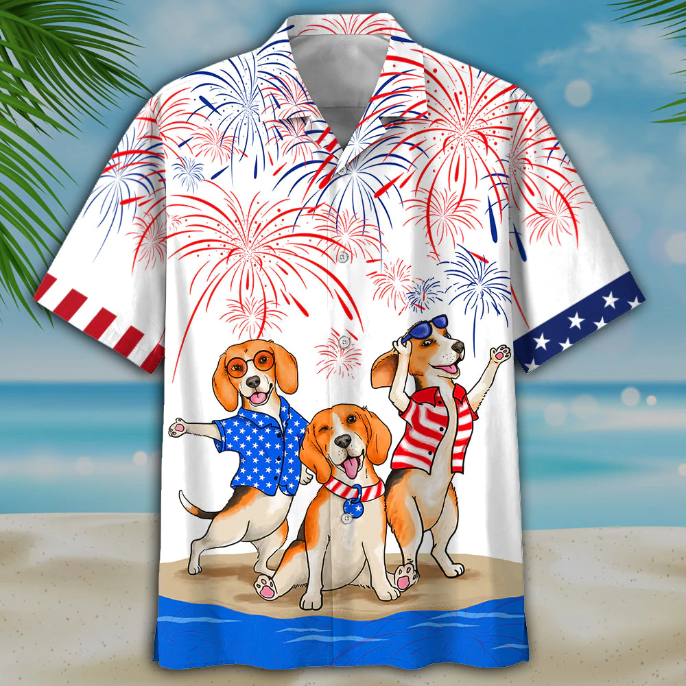 Beagle  4th of july hawaiian shirt- Independence Day hawaiian shirt, USA Patriotic Hawaiian Shirt