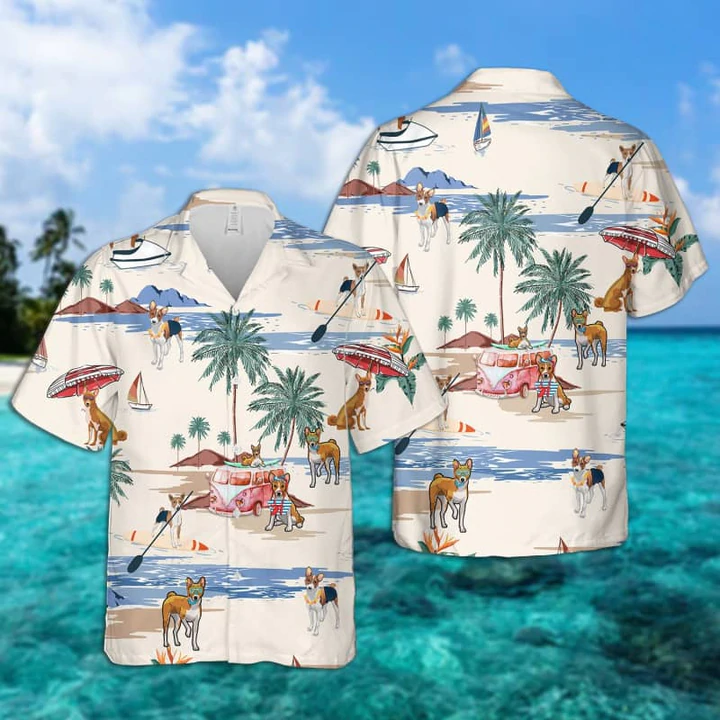 Basenji Summer Beach Hawaiian Shirt, Summer gift, Hawaiian Shirts for Men, Aloha Beach Shirt