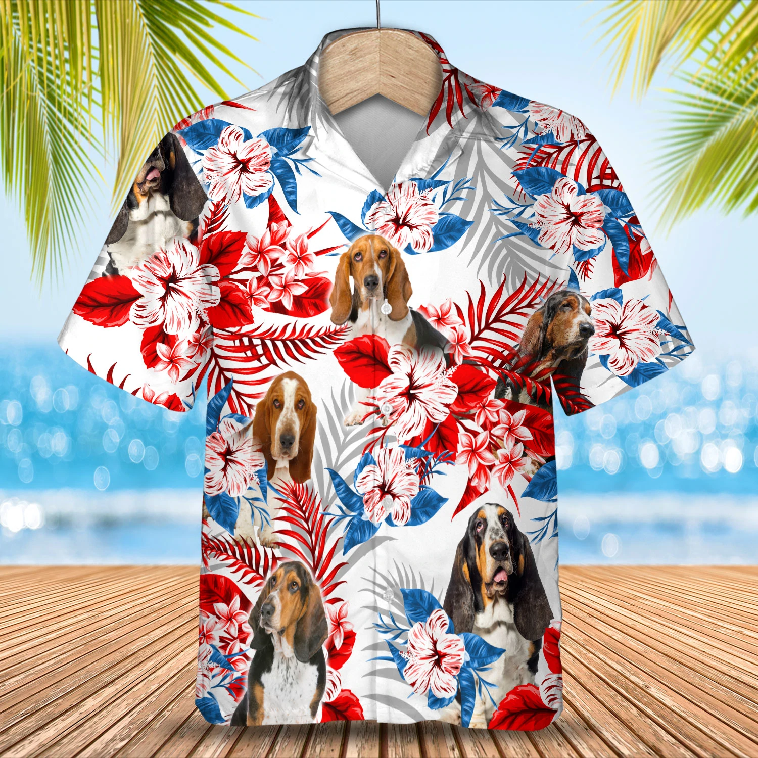 Basset Hound flower Hawaiian Shirt, Summer aloha shirt, Men Hawaiian shirt, Women Hawaiian shirt