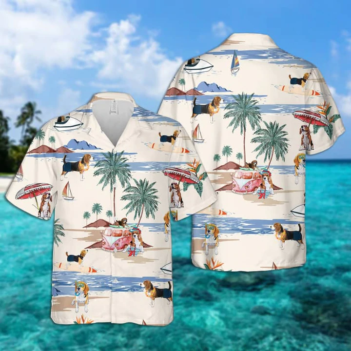 Beagle Summer Beach Hawaiian Shirt, Summer gift, Hawaiian Shirts for Men, Aloha Beach Shirt