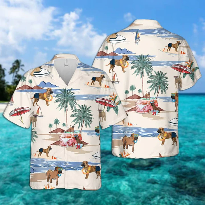 Boerboel Summer Beach Hawaiian Shirt, Hawaiian Shirts for Men, Hawaiian Shirts for Men, Aloha Beach Shirt
