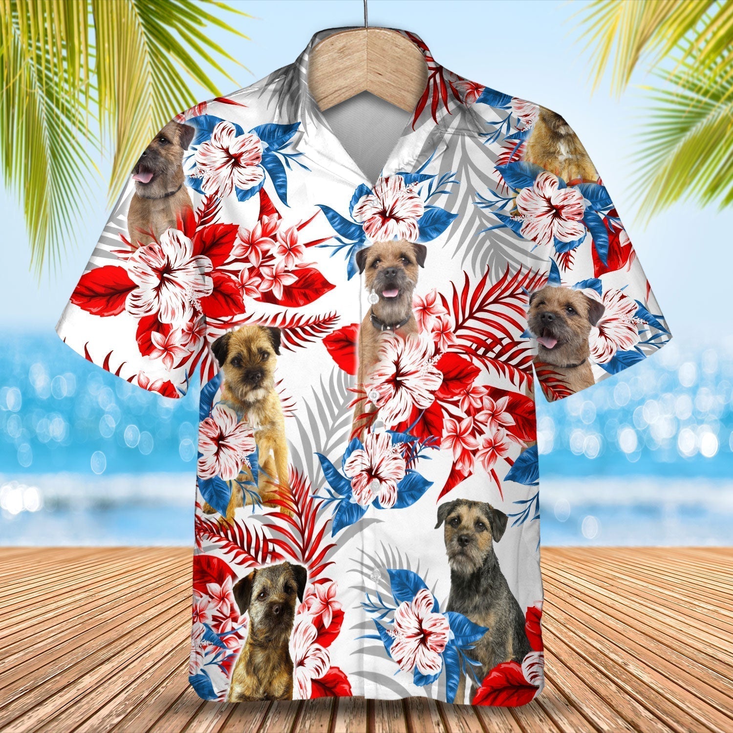 Border Terrier Hawaiian Shirt - Summer aloha shirt, Hawaiian shirt for Men and women