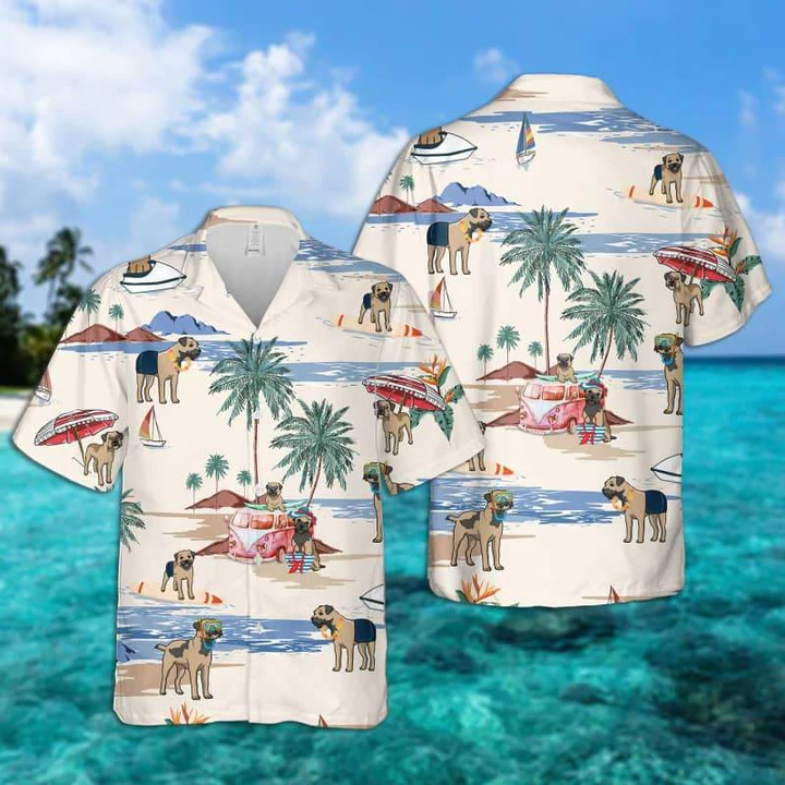 Border Terrier Summer Beach Hawaiian Shirt, Hawaiian Shirts for Men, Hawaiian Shirts for Men, Aloha Beach Shirt