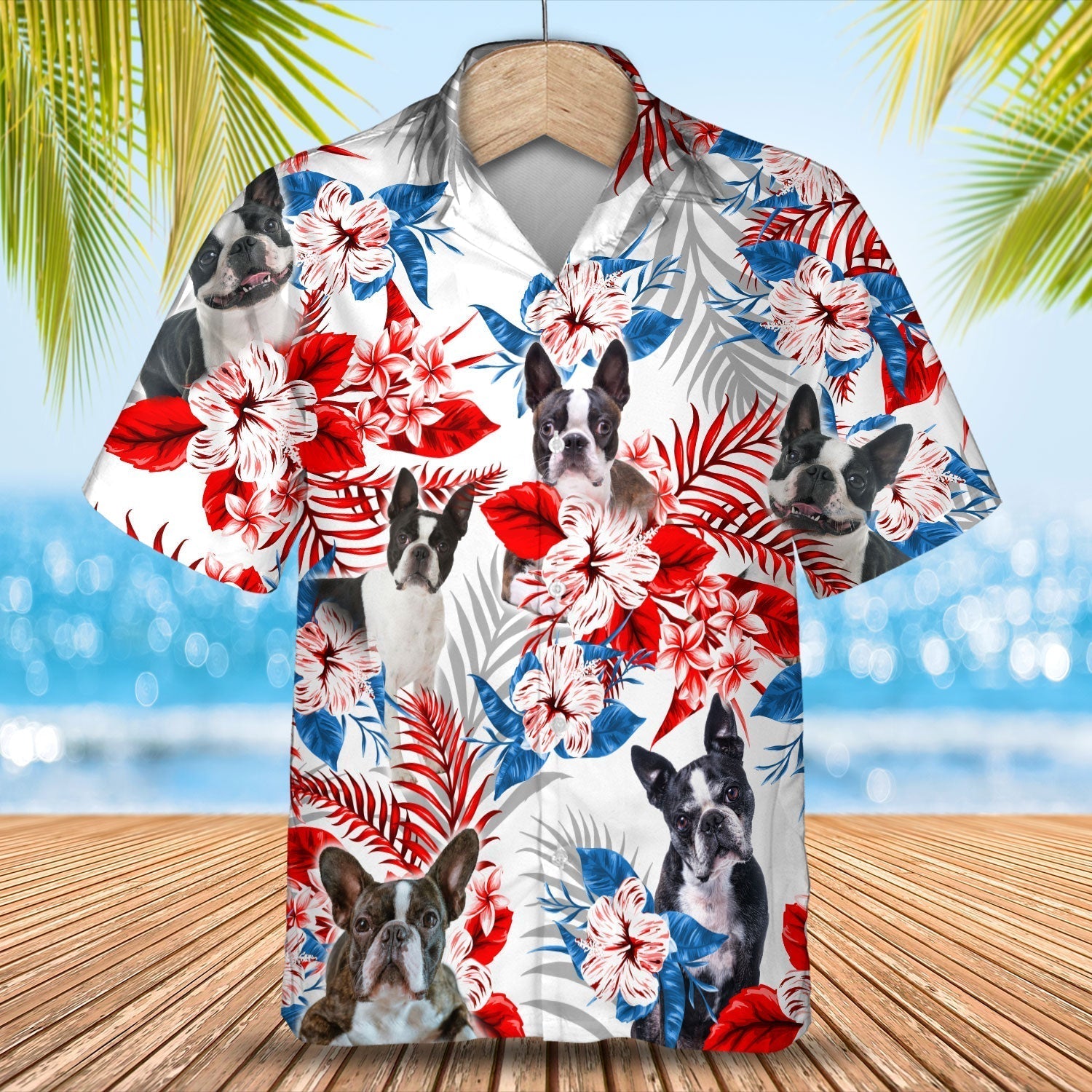 Boston Terrier Hawaiian Shirt- Summer aloha shirt, Hawaiian shirt for Men and women