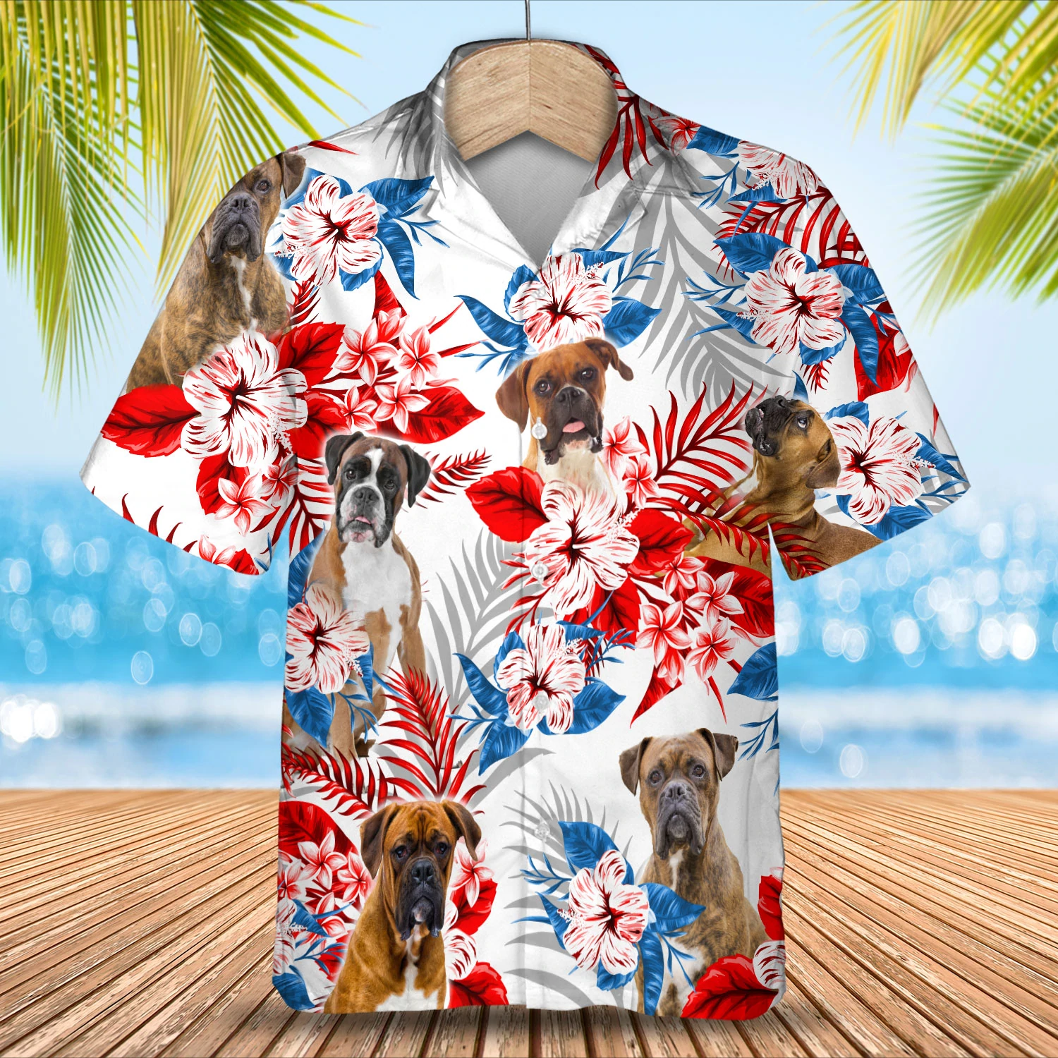 Boston Terrier Hawaiian Shirt, Dog Summer aloha shirt, Men Hawaiian shirt, Women Hawaiian shirt