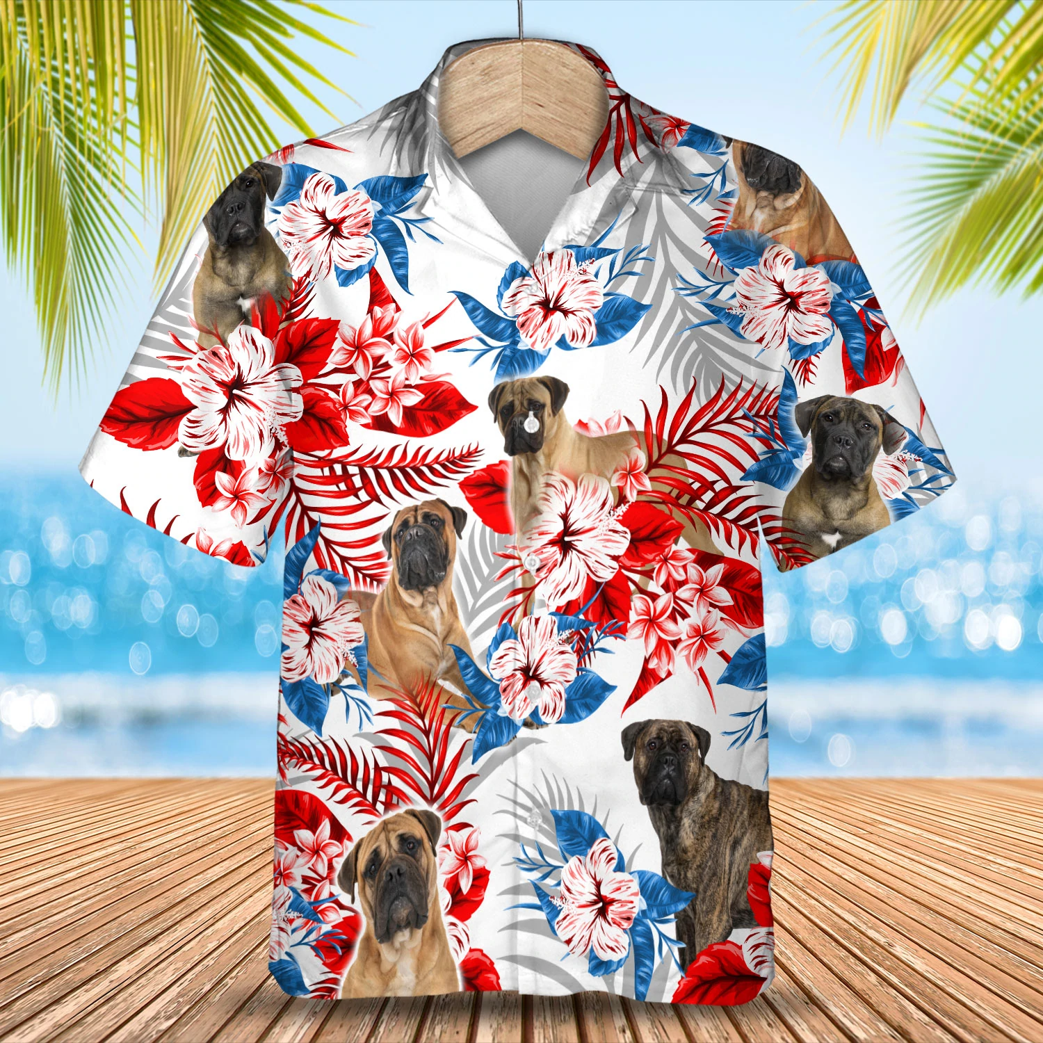 Bullmastiff Hawaiian Shirt, Summer aloha shirt, Men Hawaiian shirt, Women Hawaiian shirt