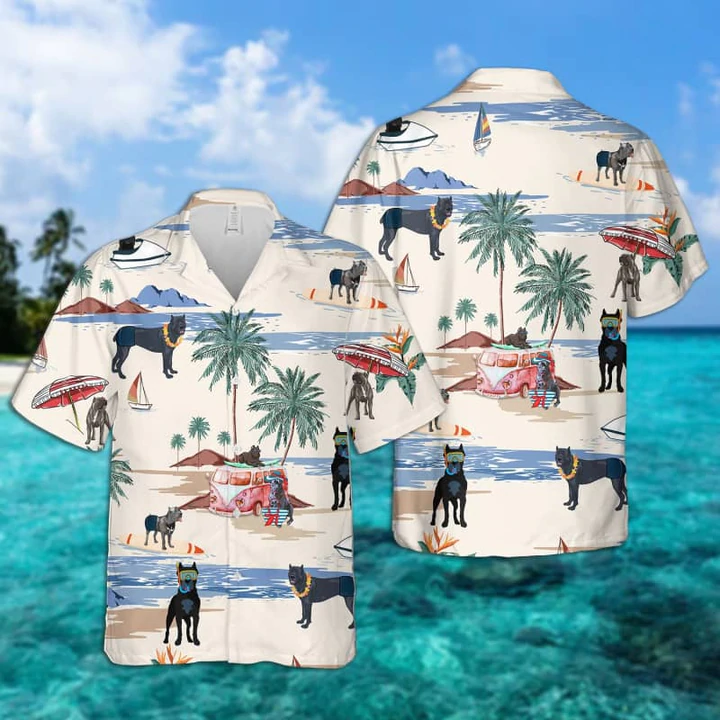 Cane Corso Summer Beach Hawaiian Shirt, Hawaiian Shirts for Men Short Sleeve Aloha Beach Shirt