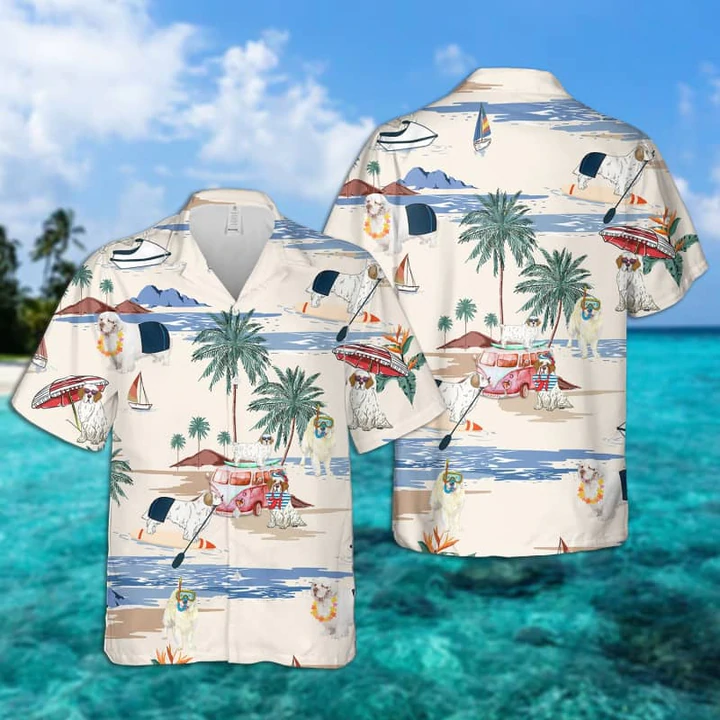 Clumber Spaniel Summer Beach Hawaiian Shirt, Hawaiian Shirts for Men Short Sleeve Aloha Beach Shirt