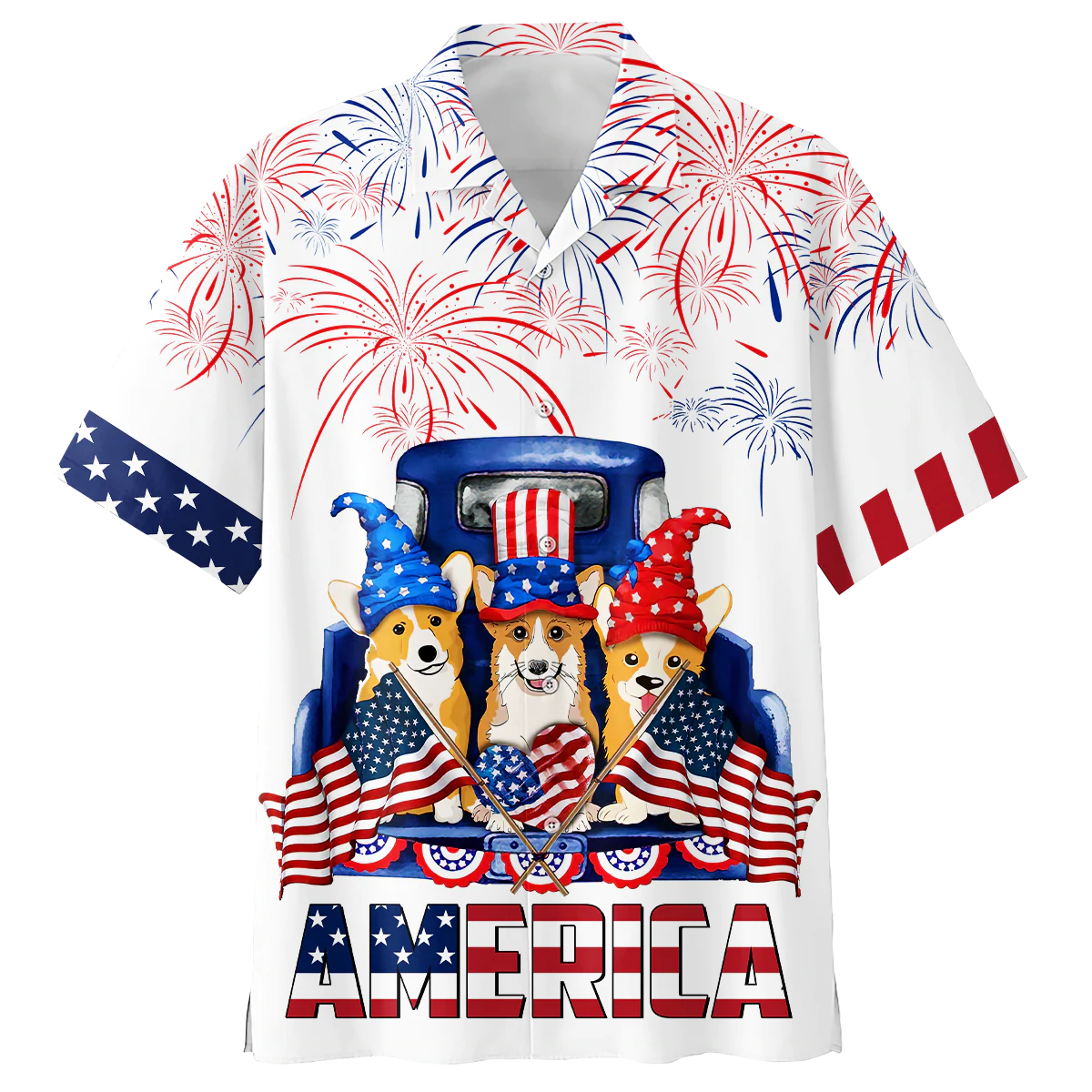 Corgi 4th of july hawaiian shirt- Independence Day hawaiian shirt, USA Patriotic Hawaiian Shirt