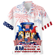 Corgi 4th of july hawaiian shirt- Independence Day hawaiian shirt, USA Patriotic Hawaiian Shirt