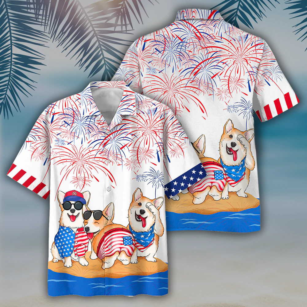 Corgi Hawaiian Shirts - Independence Day Is Coming, USA Patriotic Hawaiian Shirt