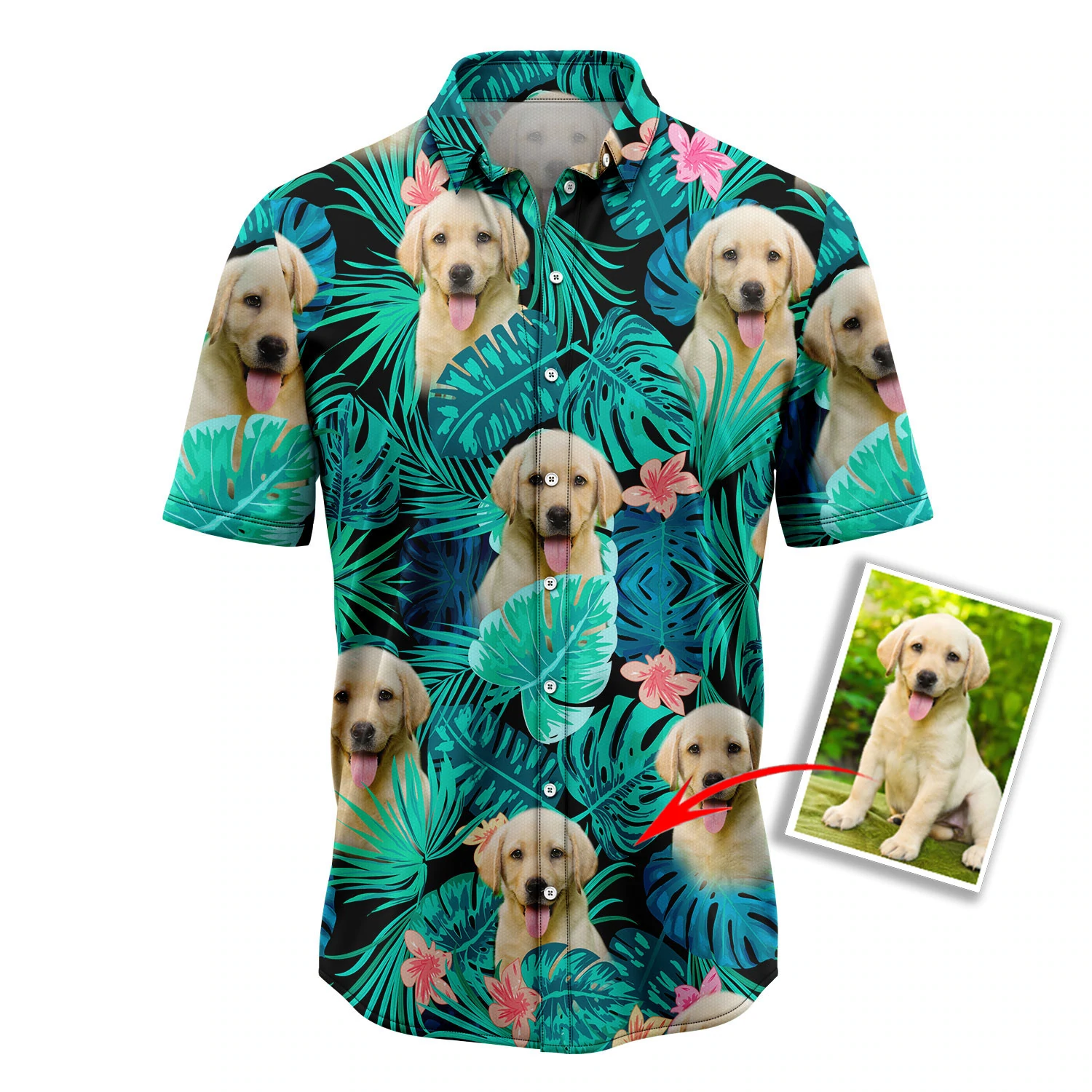 Custom Photo Dog Tropical Hawaiian Shirt, Summer Hawaiian Shirts for Men, women Aloha Beach Shirt